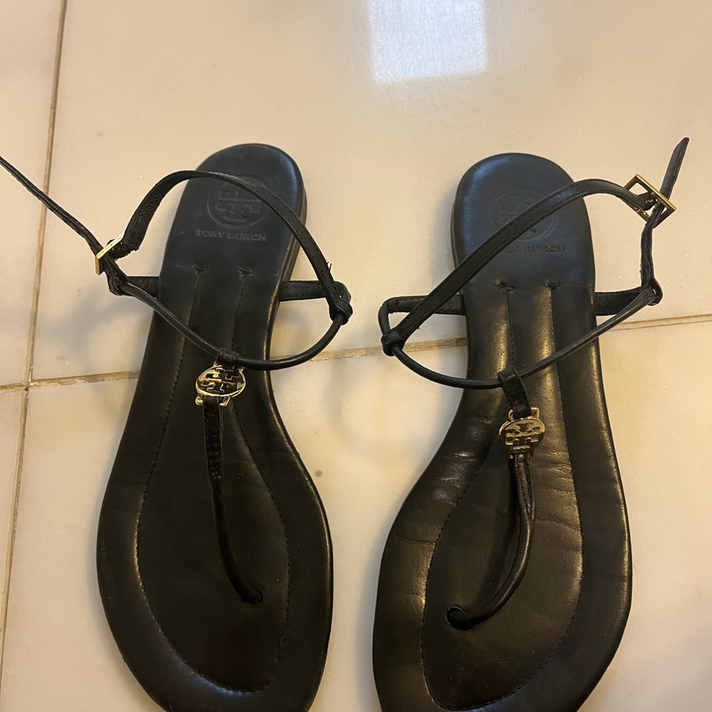 Tory Burch Black Leather Sandals